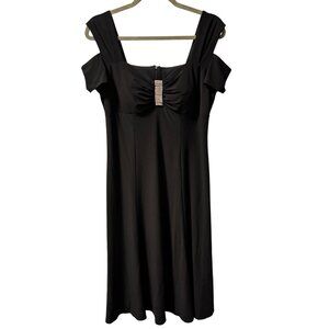 R&M Richards Off-The-Shoulder Black Midi Dress With Rhinestone Detail Size 10.NW